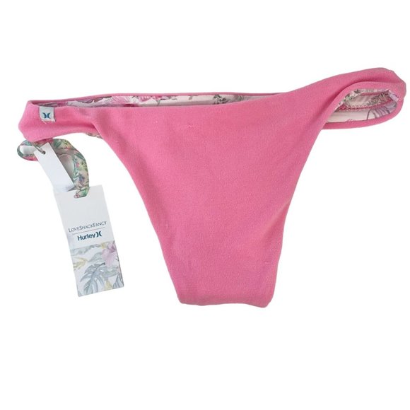 LoveShackFancy Hurley NEW Hawaiian Hibiscus Terry Cheeky Bikini Bottoms MEDIUM - Picture 2 of 6